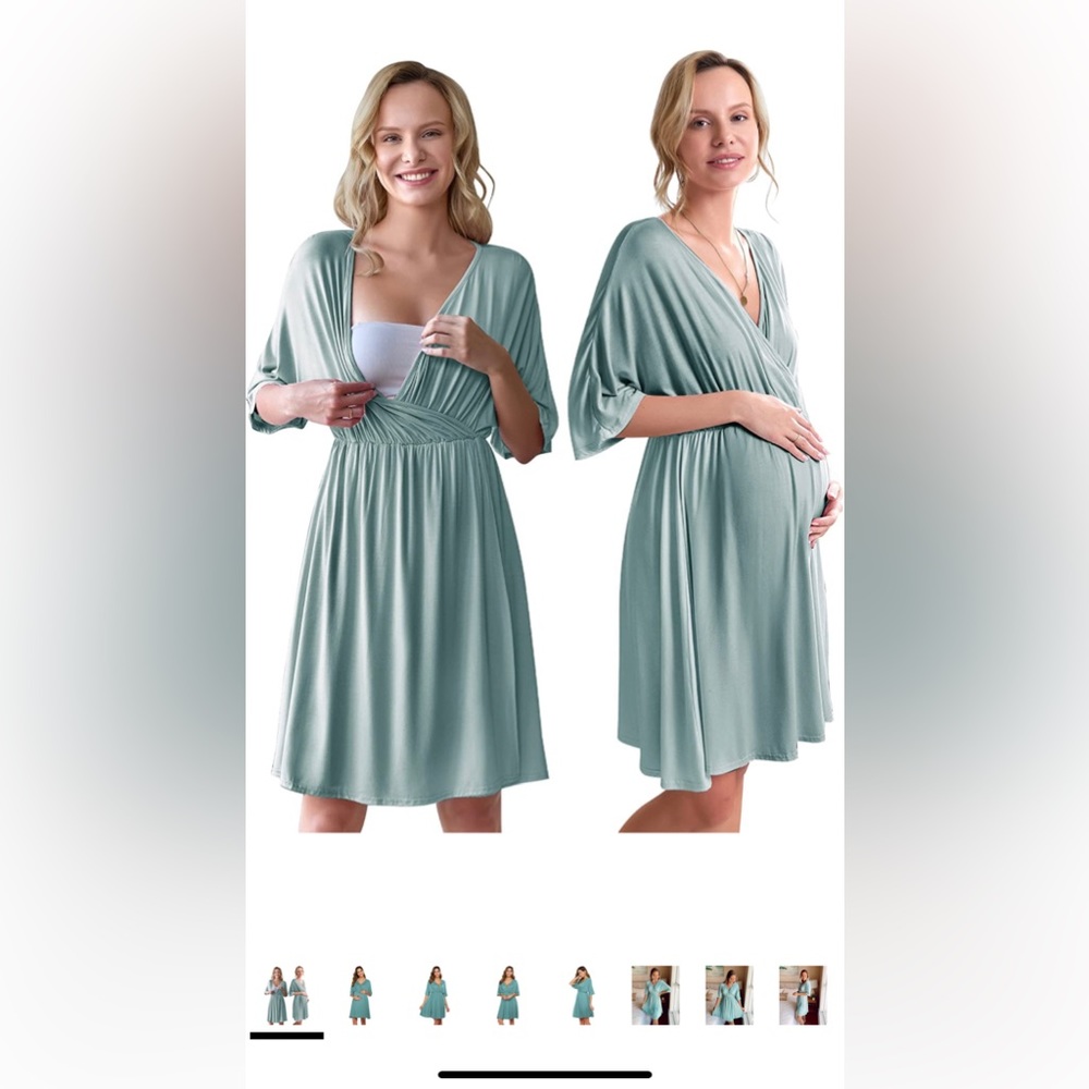 Ekoauer | Teal | Maternity/Nursing-Friendly Nightgown